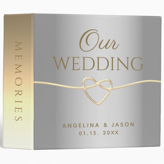 Silver and Gold Wedding Album Binder (Front/Spine)