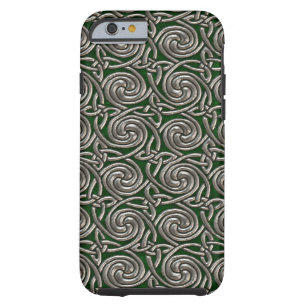 Silver And Green Celtic Spiral Knots Pattern Tough iPhone 6 Case
