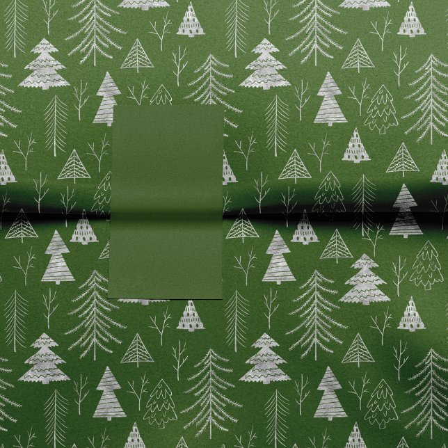 Silver and Green Christmas Tree Forest Pattern Tissue Paper (Creator Uploaded)