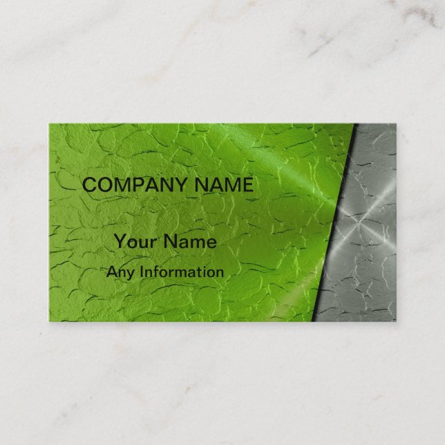 Silver and Green Luxury Metallic 2 Business Card (Front)