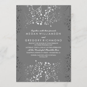 Silver and Grey Baby's Breath Wedding Invitations