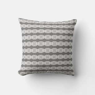 Silver and Grey Oval Pattern Throw Pillow