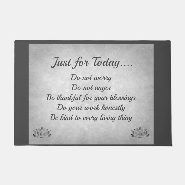 Silver and grey Reiki Principles Doormat (Front)