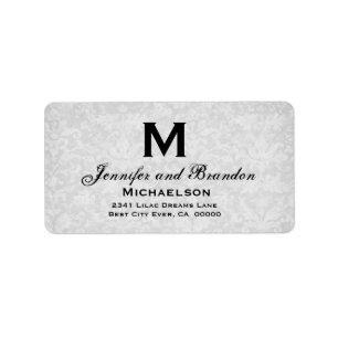 Silver and Grey Wedding Monogram Personalized Label