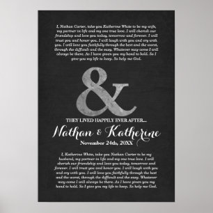 Silver and Grey Wedding Vows Happily Ever After Poster