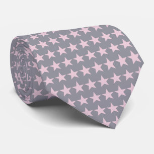 Silver and LightPink Stars Pattern Ties