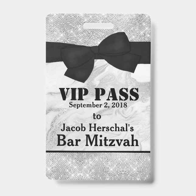 Silver and Marble VIP Party Badge (Front)