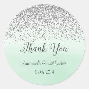 Silver and Mint Bridal Shower Sticker