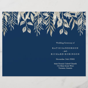 Silver and Navy Blue Wedding Programs