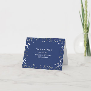 Silver and Navy Confetti Elegant Wedding Thank You