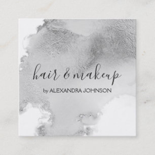 Silver and Nlack Foil Wash Girly Square Business Card