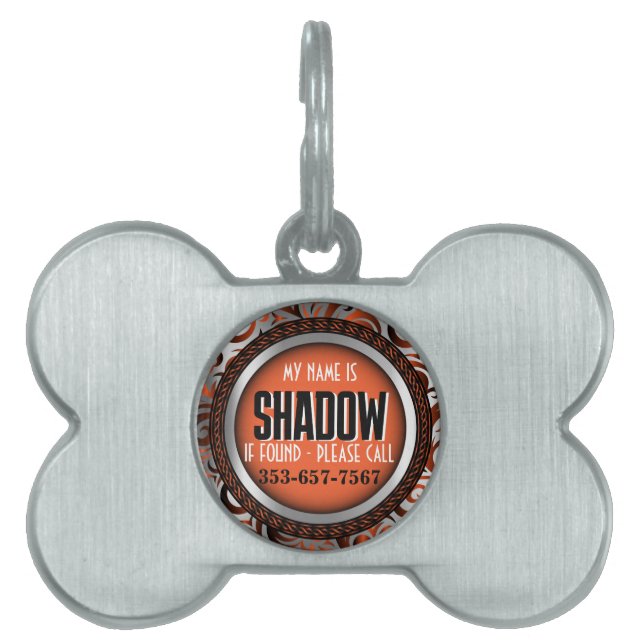Silver and Orange | Personalize Pet ID Tag (Front)