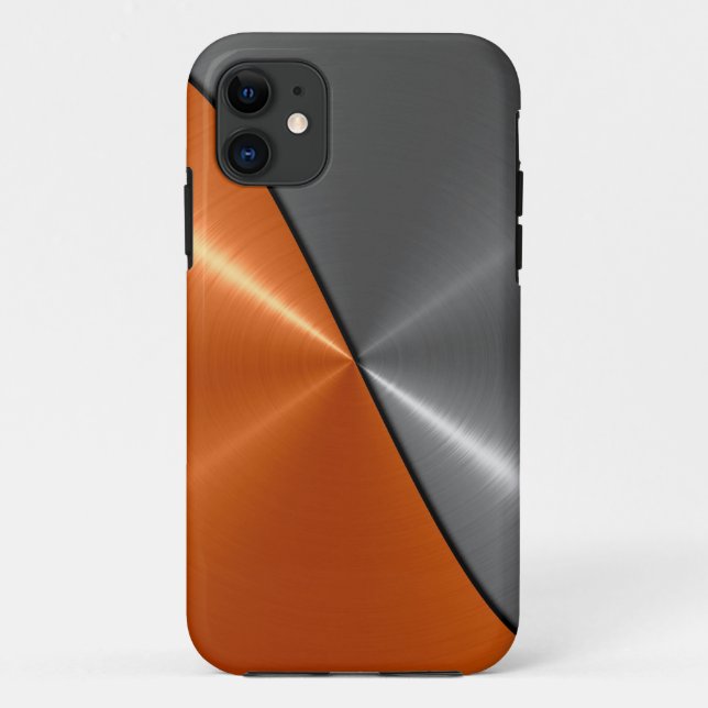 Silver and Orange Stainless Steel Metal 3 Case-Mate iPhone Case (Back)