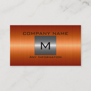 Silver and Orange Stainless Steel Metal Business Card