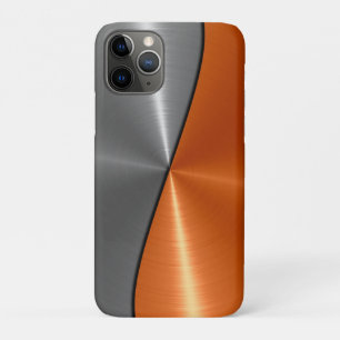 Silver and Orange Stainless Steel Metal iPhone 11 Pro Case