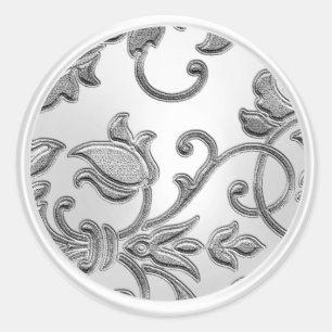 Silver and Pearl Damask Envelope Seal