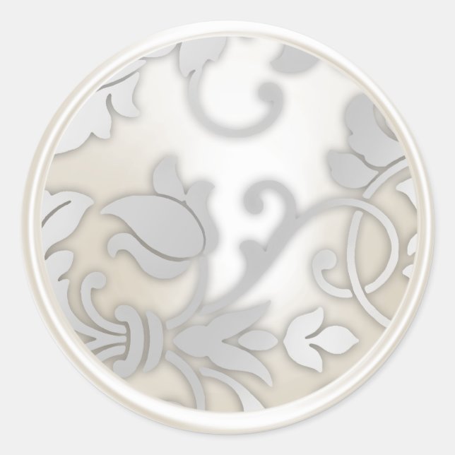 Silver  and Pearl Damask Envelope Seal (Front)