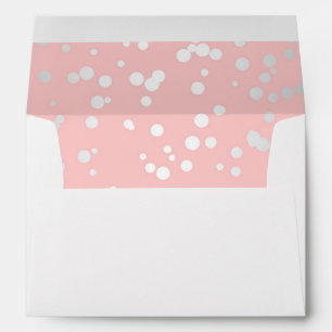 Silver and Pink Confetti Dots Elegant Wedding Envelopes
