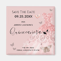 Silver and Pink Dress Quinceanera Save the Date