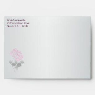 Silver and Pink Floral Return Address Envelopes