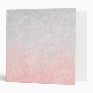 Silver and Pink Glitter Ombre Luxury Design Binder