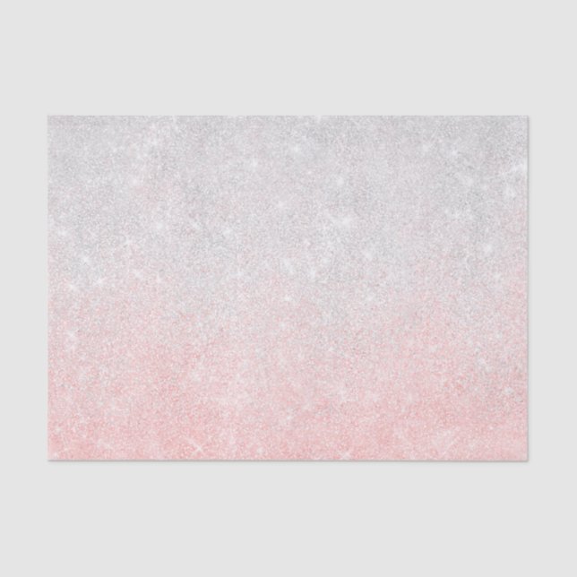 Silver and Pink Glitter Ombre Luxury Design  Tissue Paper (Front)