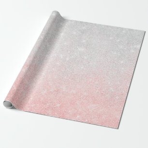 Silver and Pink Glitter Ombre Luxury Design Wrapping Paper