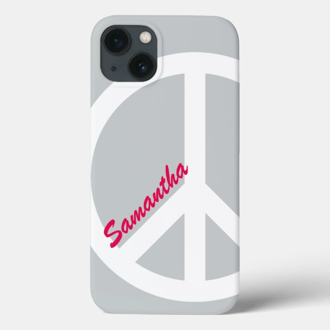 Silver and Pink Peace Sign Case-Mate iPhone Case (Back)