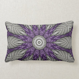 Silver and Purple Abstract Lumbar Pillow