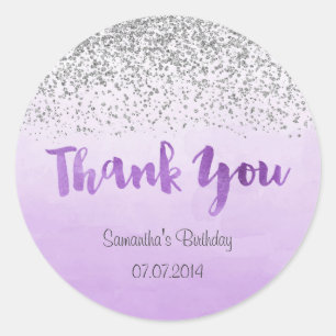 Silver and Purple Birthday Sticker