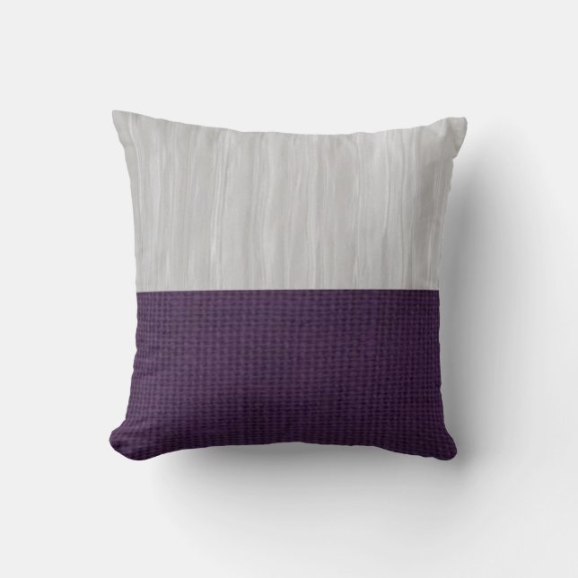 Silver and Purple Burlap Pillow (Front)