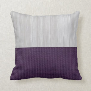 Silver and Purple Burlap Pillow
