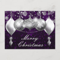 Silver and Purple Christmas Baubles Ornaments