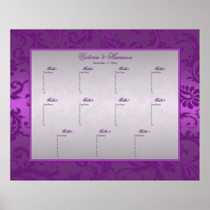 Silver and Purple Damask II Table Seating Poster