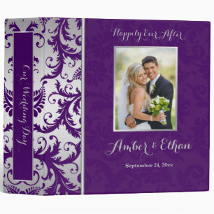 Silver and Purple Damask Wedding Binder/Album Binder