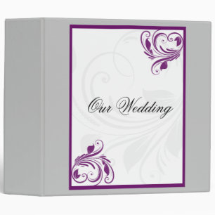 Silver and Purple Floral Heart Scroll Binder