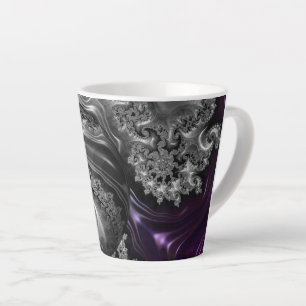 Silver and Purple Fractal Vortex Latte Mug