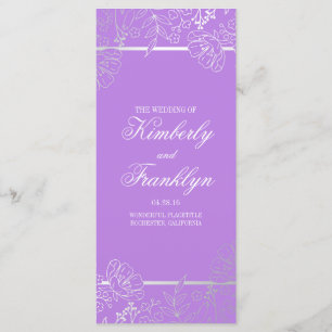 Silver and Purple Vintage Floral Wedding Programs