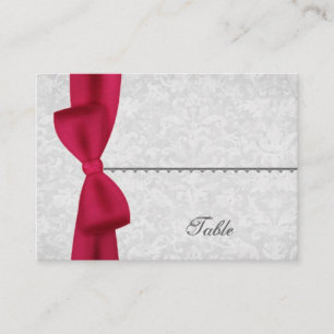 Silver and Red Bow  Place Card - Wedding Party