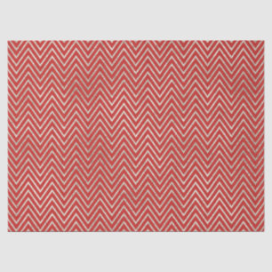 Silver and Red Chevron Stripes Tissue Paper