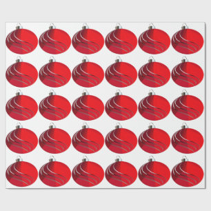 Silver and Red Christmas Bulbs Wrapping Paper