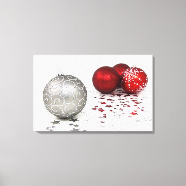 Silver and Red Christmas Canvas Print (Front)
