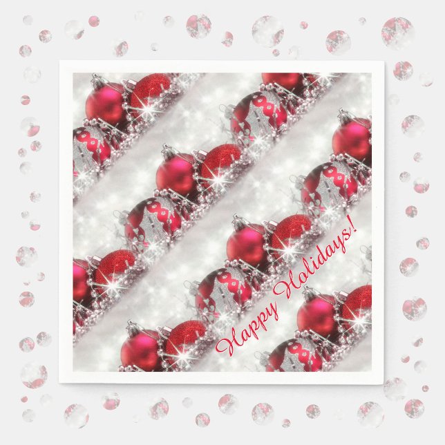 Silver And Red Christmas Paper Napkins (Creator Uploaded)