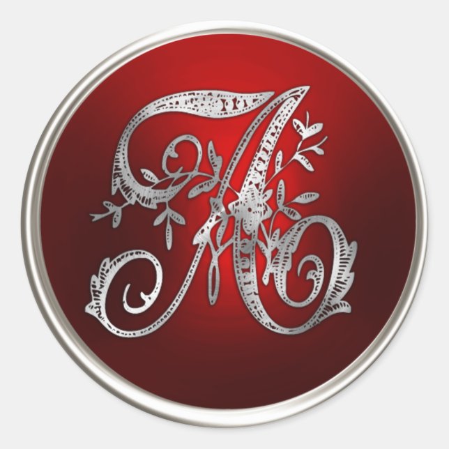 Silver and Red Monogram A Envelope Seal (Front)
