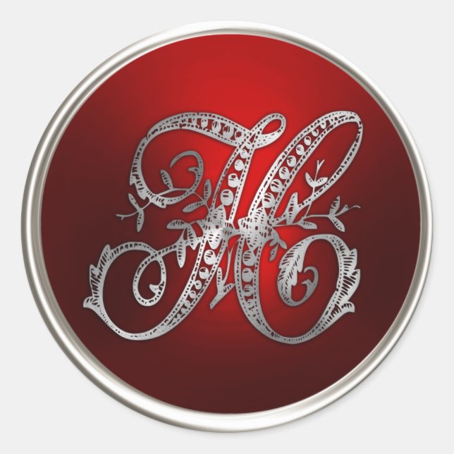 Silver and Red Monogram H Envelope Seal (Front)