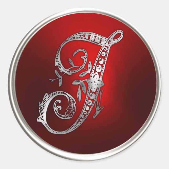 Silver and Red Monogram J Envelope Seal (Front)