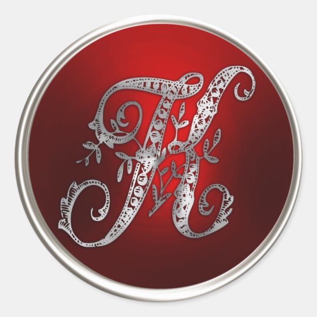 Silver and Red Monogram K Envelope Seal (Front)