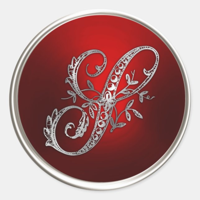 Silver and Red Monogram S Envelope Seal (Front)