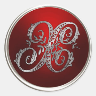 Silver and Red Monogram X Envelope Seal