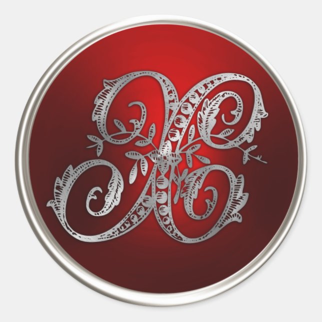 Silver and Red Monogram X Envelope Seal (Front)